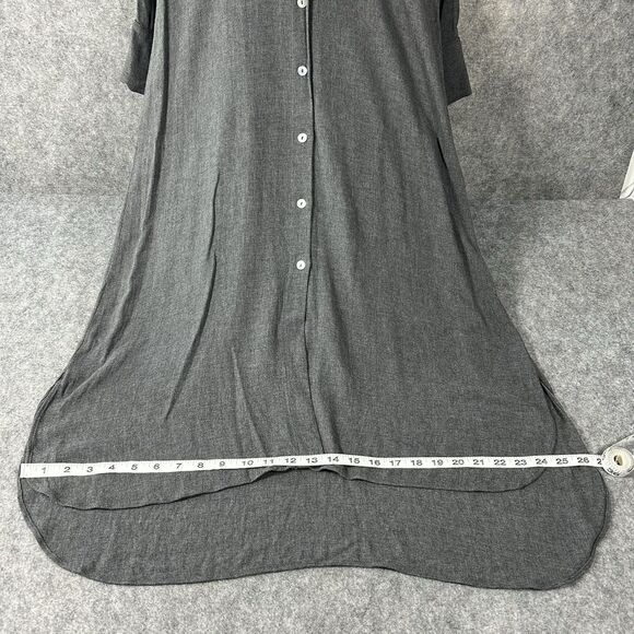 Zara Women's Gray Soft Button Down Collared Shirt Dress Midi 3/4 Sleeve Small - Picture 5 of 16